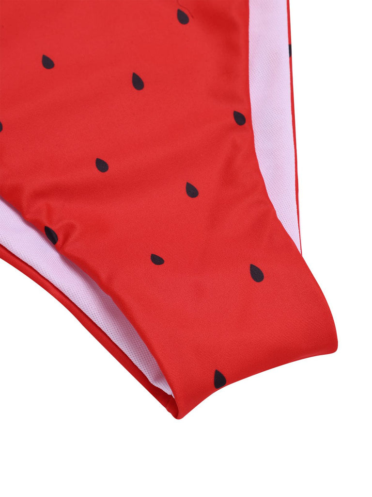 Red 1960s Watermelon Bow Tie Bikini Set