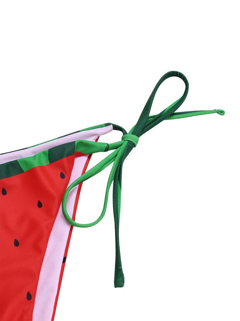 Red 1960s Watermelon Bow Tie Bikini Set