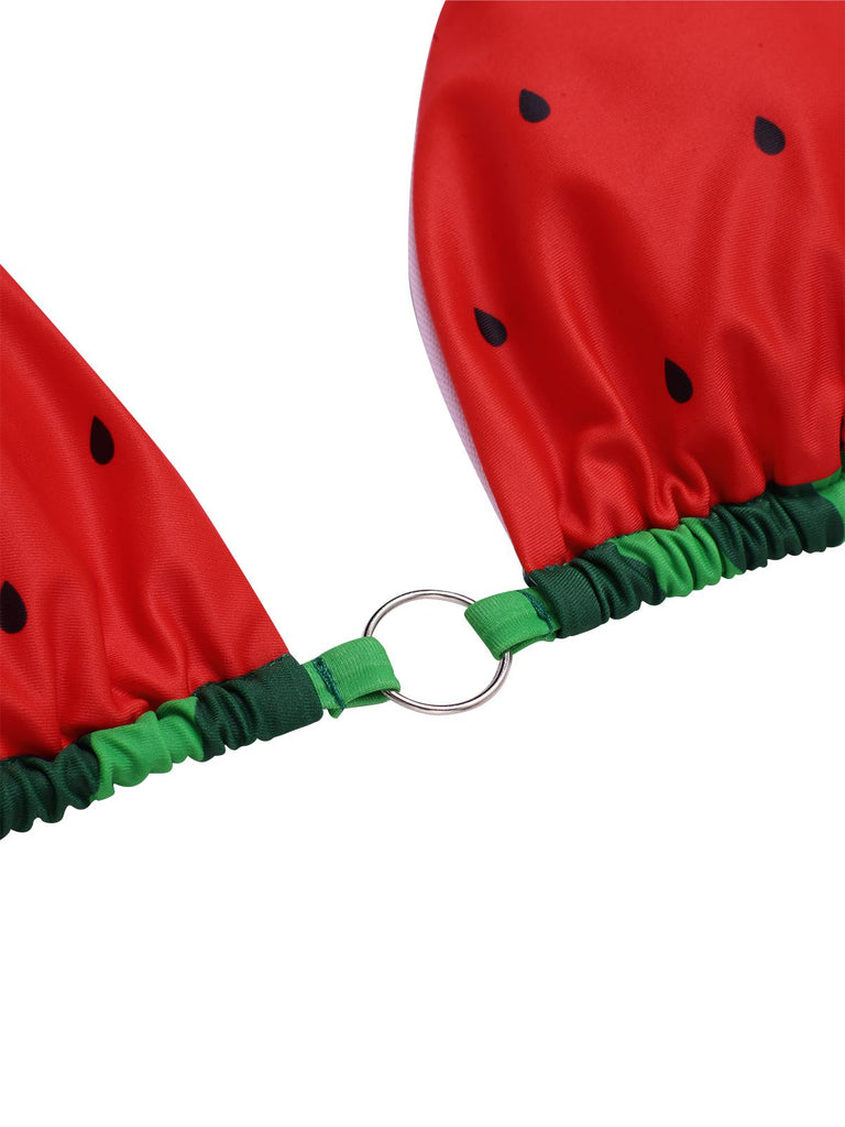 Red 1960s Watermelon Bow Tie Bikini Set