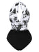1940s Halter Floral Ruched One-piece Swimsuit