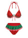 Red 1950s Watermelon Ruffled Bikini Set