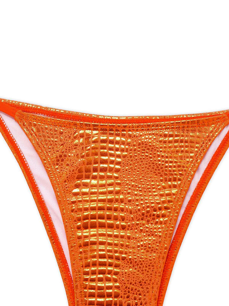 Orange 1960s Gilded Snakeskin Halter Bikini Set