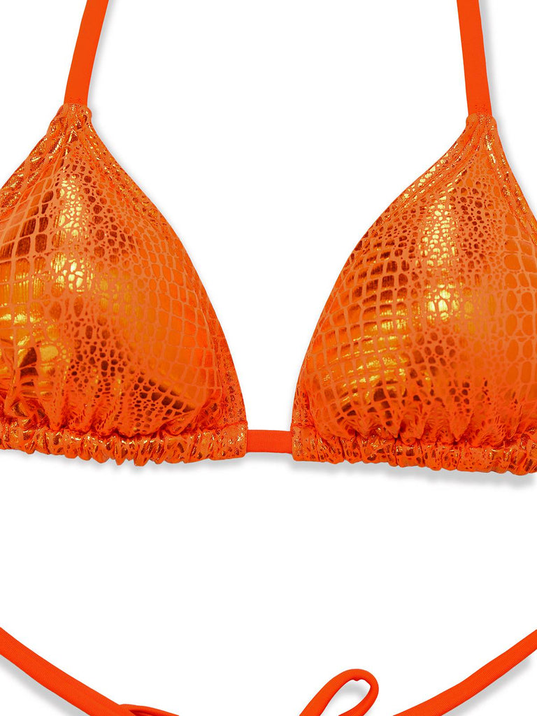 Orange 1960s Gilded Snakeskin Halter Bikini Set