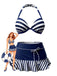 [Pre-Sale] Navy Blue 1940s Striped Bikini Swimsuit