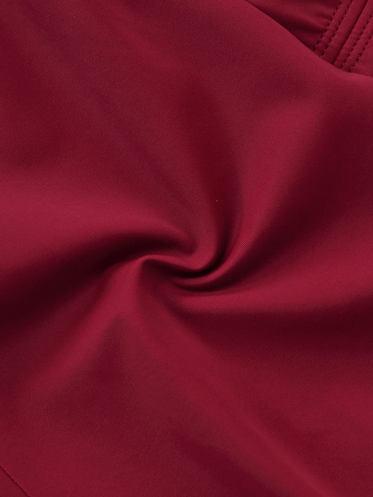 1940s Ruched Deep-V Halter One-Piece Swimsuit