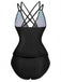 1940s Colorblock Deep V Crisscross Back Tankini Set