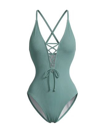 Elegant 1980s Vintage V Neck Swimsuit 5