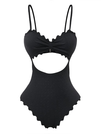 Black 1950s Vintage V Neck Swimsuit 1