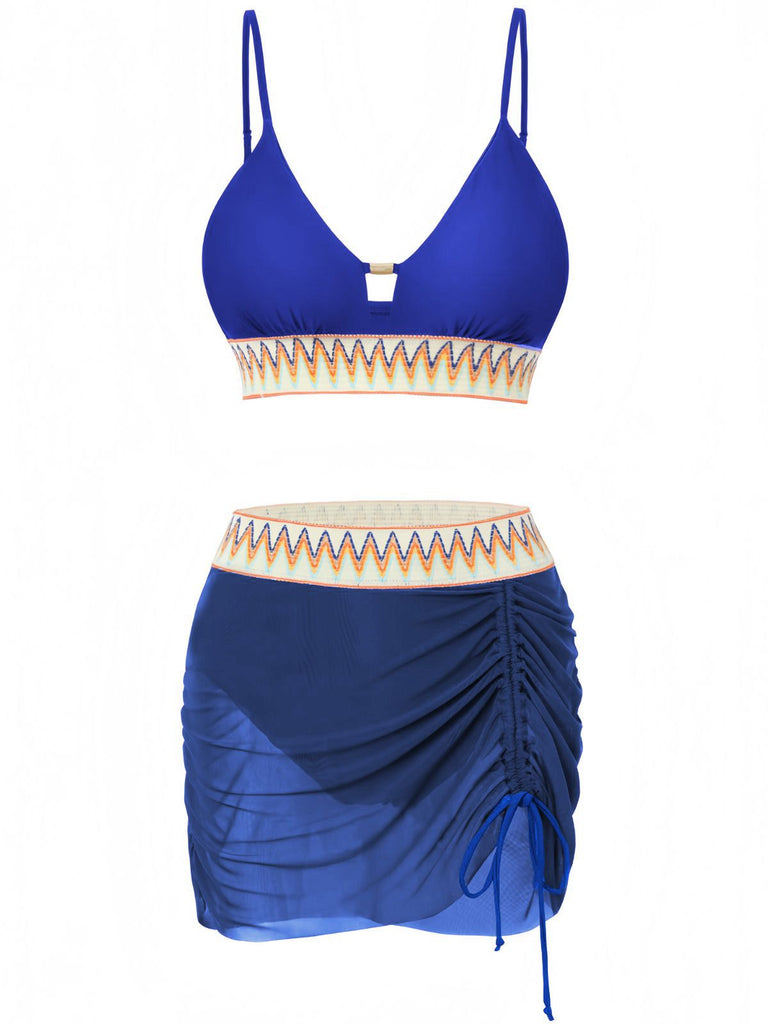 1940s Chevron Mesh Patchwork Tankini Set