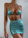 Turquoise 1980s Vintage V Neck Swimsuit 3