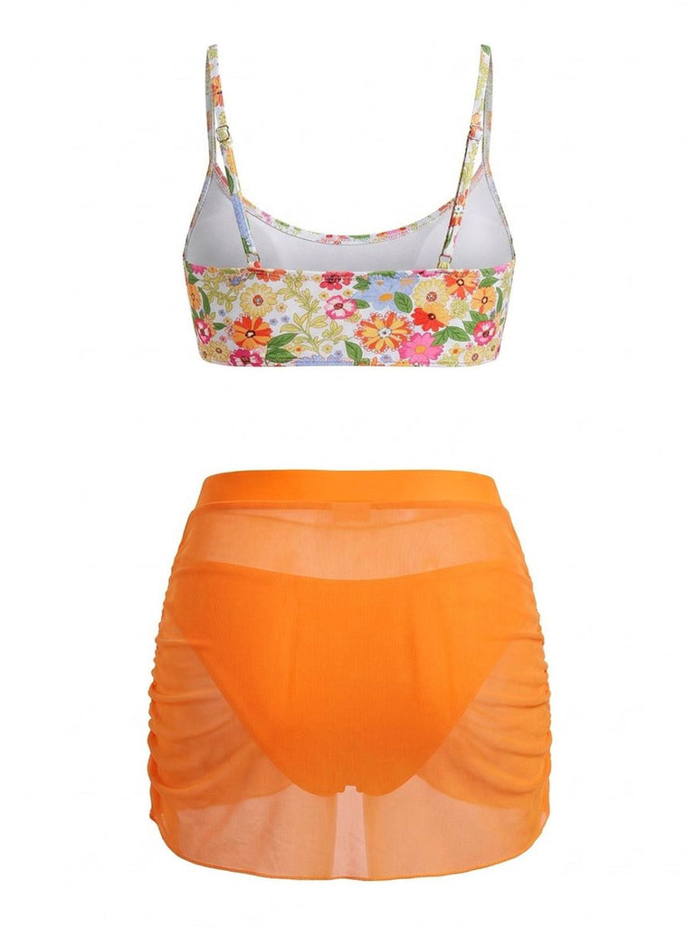 1960s Floral U-Metal Buckle High Waist Tankini Set, vintage fashion, retro style - perfect for women who love vintage and retro fashion