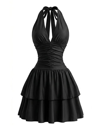 1980s Halter Tie Waist Dress