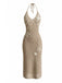 Khaki 1950s Knit Starfish V-Neck Halter Cover Up Dress, vintage dress, retro fashion, rockabilly, pin-up fashion - perfect for women who love vintage and retro fashion