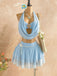[Pre-Sale] 2PCS Light Blue 1980s Halter Backless Tube Top & Skirt Set