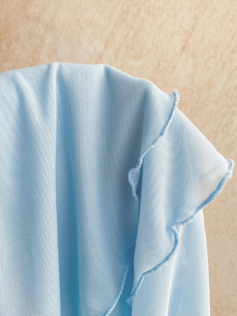 [Pre-Sale] 2PCS Light Blue 1980s Halter Backless Tube Top & Skirt Set