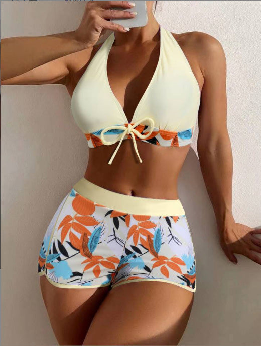 Light Yellow 1950s Vintage Halter Swimsuit 3