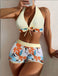 Light Yellow 1950s Vintage Halter Swimsuit 3