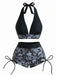 1980s Punk Halter Rock Skull Bikini Set, vintage swimsuit, pin-up swimwear - perfect for women who love vintage and retro fashion
