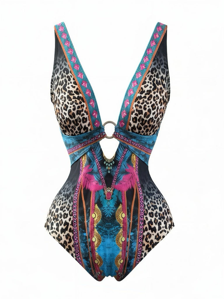 Elegant Pat 1980s Vintage Floral Swimsuit 2