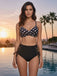 Black 1950s Polka Dot Tie Waist High Waist Tankini Set 3