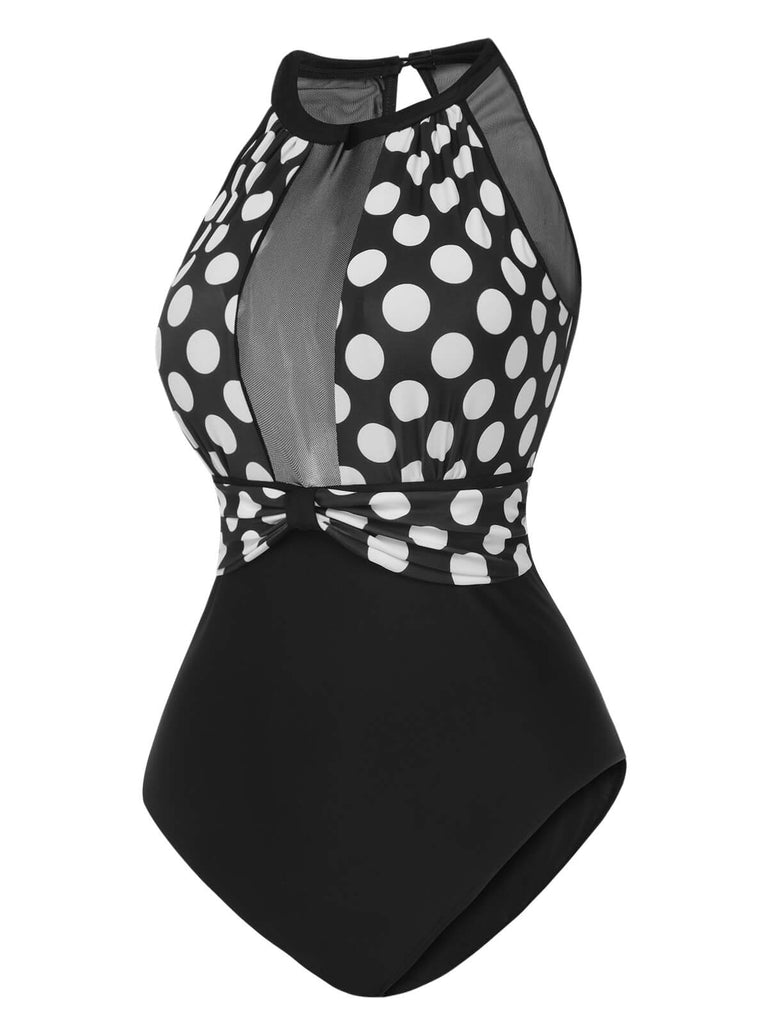 Black 1950s Polka Dot Swimsuit