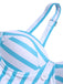 Light Blue 1950s Stripe Strap Swimsuit
