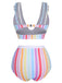 Multicolor 1950s Rainbow Stripes Swimsuit