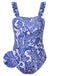 [Plus Size] 1960s Blue-and-white Porcelain Swimsuit & Cover-up