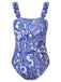 [Plus Size] 1960s Blue-and-white Porcelain Swimsuit & Cover-up