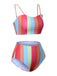 [Plus Size] Colorful 1950s Vertical Stripe Swimsuit