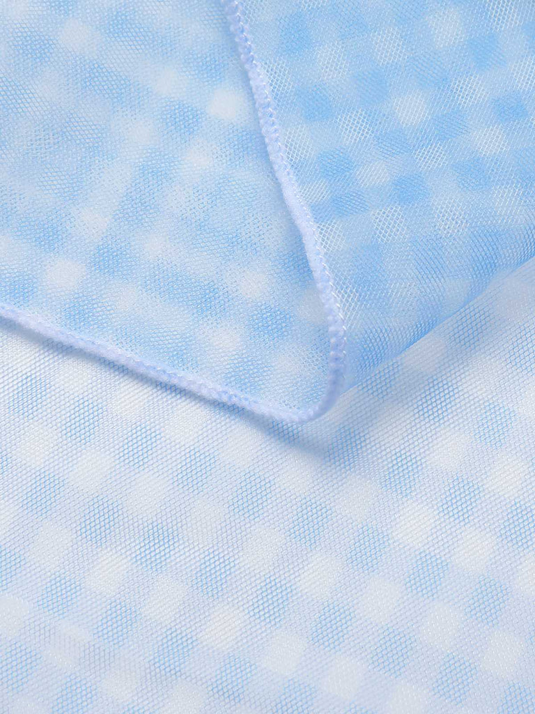 Blue 1950s Plaids Mesh Cover-Up