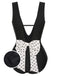 [Pre-Sale] Black 1950s Polka Dot V-Neck Bow Swimsuit