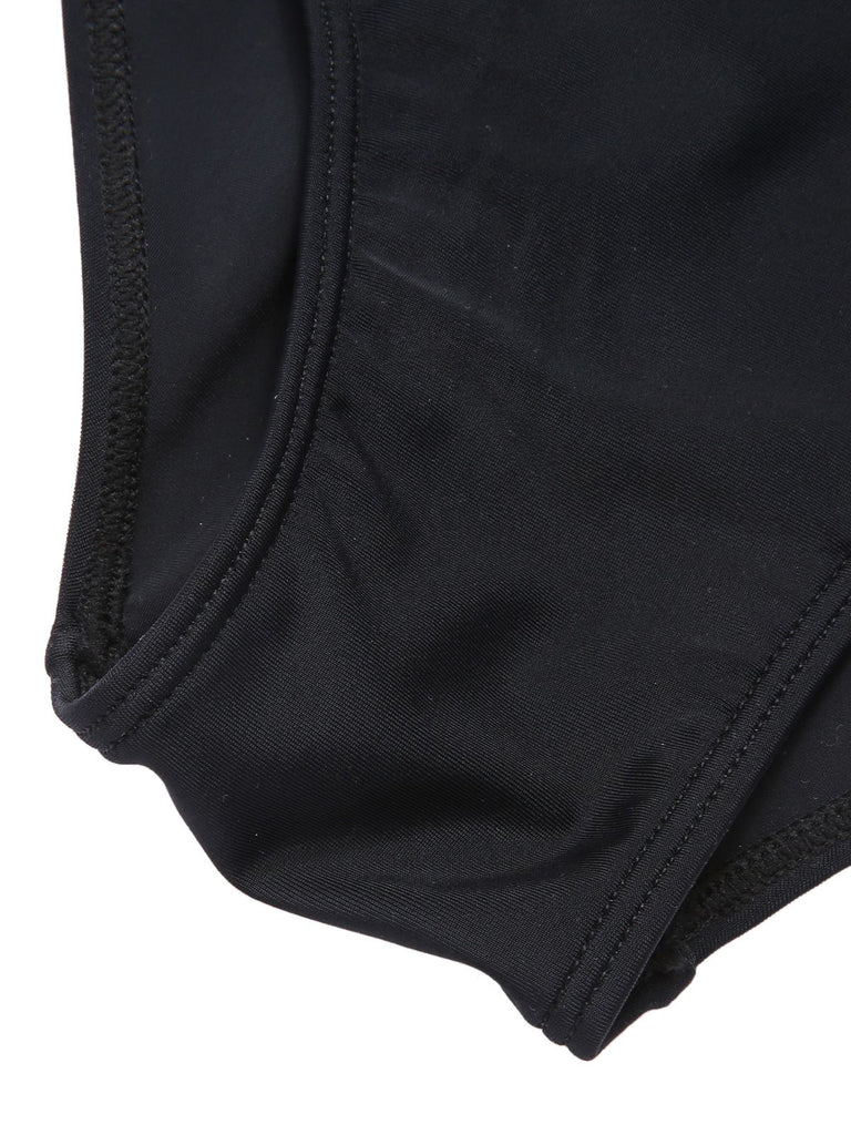 [Pre-Sale] Black 1950s Polka Dot V-Neck Bow Swimsuit