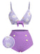 [Pre-Sale] Purple 1950s Daisy Bow Strap Swimsuit