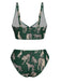 Green 1940s Leopard Halter Split Swimsuit
