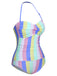 1950s Colorful Striped One-Piece Swimsuit