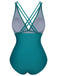 1950s Solid V-Neck One-Piece Swimsuit