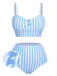 Blue 1950s Striped Heart Button Swimsuit