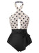 [Pre-Sale] Beige 1950s Polka Dot Halter One-Piece Swimsuit