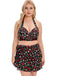 [Plus Size] Black 1930s Cherry Halter Swimsuit