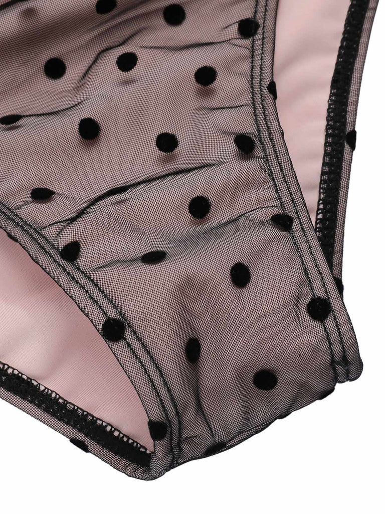 [Pre-Sale] Black 1960s Polka Dots Mesh Swimsuit