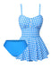 [Pre-Sale] Dark Blue 1950s Plaid Spaghetti Strap Swimsuit
