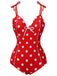 [Pre-Sale] Red 1950s Polka Dot Shoulder Tie Swimsuit