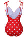 [Pre-Sale] Red 1950s Polka Dot Shoulder Tie Swimsuit