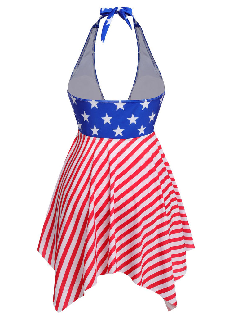1950s Star Stripe Halter Swimsuit
