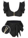 Black 1950s Ruffle Sleeve Split Swimsuit