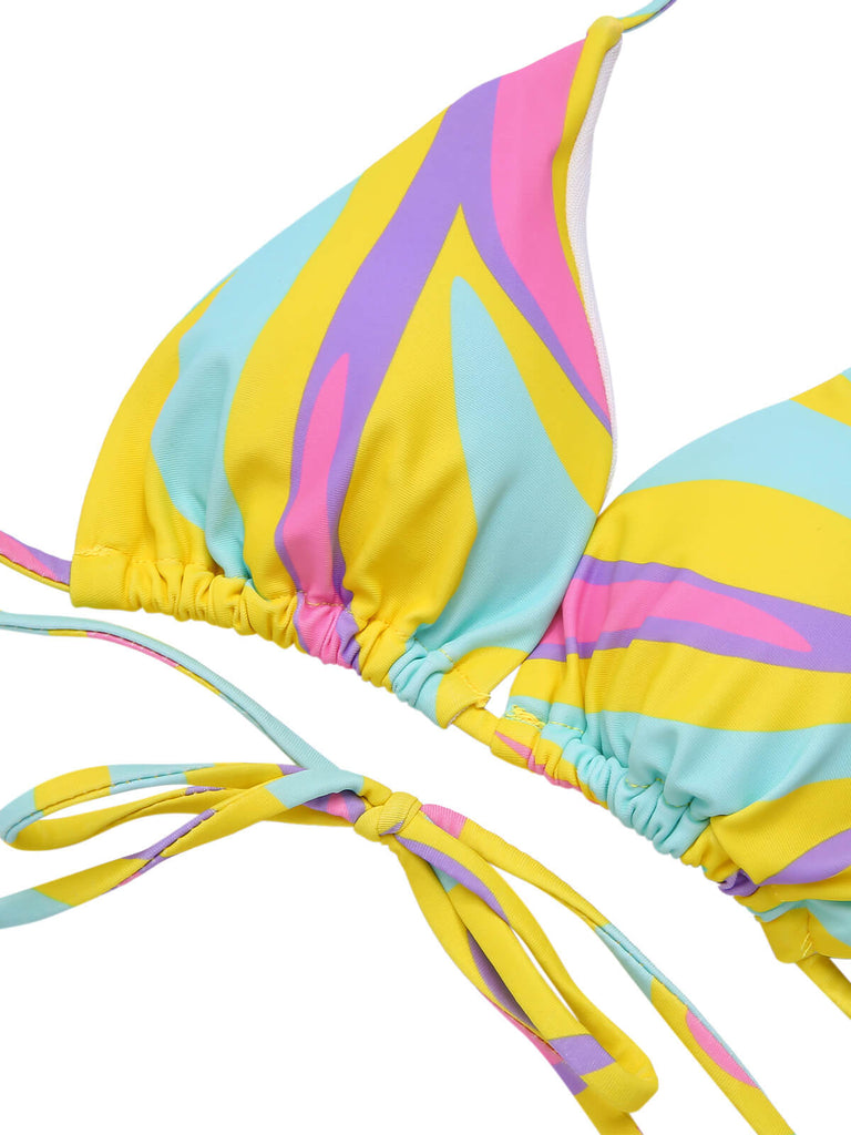 1950s Colorful Halter Bikini Set & Cover-Up