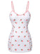 White & Pink 1950s Strawberry Pleated Swimsuit