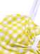 Yellow 1950s Plaid Strap Pleated Swimsuit