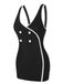 Black & White 1960s Solid Contrast Binding Swimsuit